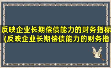 反映企业长期偿债能力的财务指标(反映企业长期偿债能力的财务指标有哪些)